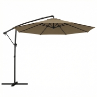 Outsunny Runder Freiarmschirm 3 m, neigbarer Gartenschirm mit Schutzhülle, Polyester UV-Schutz UPF50+, Khaki