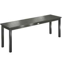Outsunny Gartenbank 2‑Sitzer, Außenbank mit Sitzlatten in Holzoptik und Stahlrahmen für Terrasse, Park, Grau