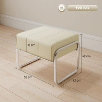 HOMCOM Repose-pieds pouf épais rembourré pouf en tissu chenille pieds en acier pour chambre, beige(m-3)