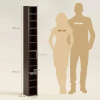 HOMCOM 2er-Set Säulenregale CD-DVD Aufbewahrung 12 Fächer 21 x 22,5 x 88,5 cm Kapazität 204 CD Braun(m-3)