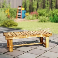 Outsunny Panca da giardino 2 posti rustica, 110x38x35 cm, Marrone scuro(m-3)