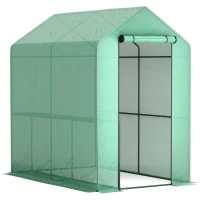 Outsunny Serra da giardino con 2 livelli e telo PE, 186x120x190 cm, Verde(m-1)
