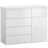 HOMCOM Sideboard, Aufbewahrungsschrank mit 5 Schubladen, verstellbares Fach und Soft-Close-Tür, 100 x 40 x 80 cm, weiß