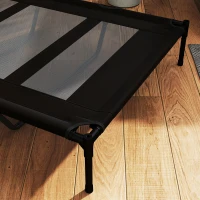 PawHut Lit surélevé pour chiens avec sac de transport, en métal et tissu Oxford, 122x92x23 cm, Noir(m-4)