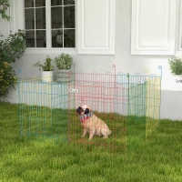 PawHut Parc pliable pour chiens 8 panneaux Ø156x60 cm Enclos métallique avec porte piquets Intérieur Extérieur Multicolore(m-2)