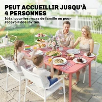 Outsunny Table de Salle à Manger Extérieure 120 x 70 cm pour 4 Personnes, Table de Jardin Rectangulaire avec Plateau à Lattes et Bords Arrondis, Rouge(m-4)
