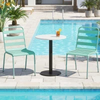 Outsunny Set 2 sedie da giardino impilabili in metallo, Verde(m-6)