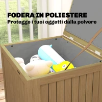 Outsunny Cassapanca da Esterno 130L con Coperchio Cerniere e Cinghia, in Legno, 63x51x58.5 cm, Marrone(m-5)