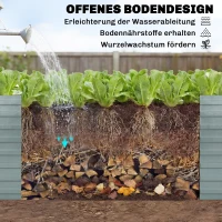 Outsunny Set van 2 Gegalvaniseerde Verhoogde Plantenbakken, 180 x 90 x 60 cm, Metalen Plantenbakken met Veilige Rand, Zilver(m-8)