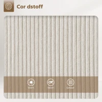 HOMCOM Set van 2 Barkrukken met Corduroy Bekleding en Stalen Poten, Comfortabele Stoelen voor Keukeneiland, Eetkamer, Crème(m-5)