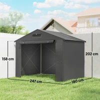 Outsunny Tente-garage 2,5 x 1,8 m Étanche Tente de garage avec porte zippée enroulable Fenêtre d'aération Gris foncé(m-3)