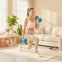 SPORTNOW Set 2 Gantere Hexagonale de 2x6kg din Metal și Plastic cu Mâner Antiderapant, 22x10x10 cm, Albastru(m-7)