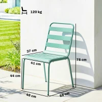 Outsunny Set 2 sedie da giardino impilabili in metallo, Verde(m-3)