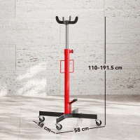 HOMCOM Cric idraulico 500 kg con ruote e pedale, 58x58x110-191,5 cm, Rosso(m-3)