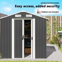 Outsunny Abri de Jardin en Acier avec 2 Portes Coulissantes, Noir, 2.6 m²(m-3)