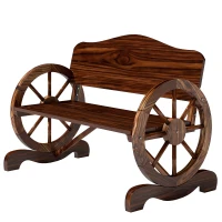 Outsunny Panca da giardino 2 posti in legno rustico, Marrone(m-6)