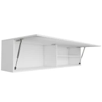 HOMCOM Meuble de salle de bain mural avec porte amortie, 2 compartiments et étagère réglable, 120x23x30 cm, Blanc(m-7)