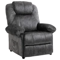 HOMCOM Sillón Relax Reclinable Manual Sillón Relax de Terciopelo con Reposabrazos Reposapiés Acolchado Grueso Negro(m-1)