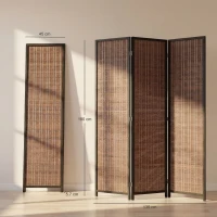 HOMCOM Paravan din lemn separator de cameră panou despărțitor pliabil 3 panouri 135 x 180 cm maro(m-3)
