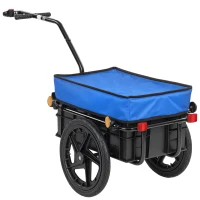 HOMCOM Remorque pour vélo 40 kg Couvercle en toile Oxford avec réflecteurs et châssis en acier 144x59x80 cm Bleu(m-7)