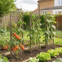 Outsunny Gartenrankgitter, Pergola aus 8 mm Weide, flache Oberkante, natürliche Oberfläche(m-2)