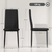 HOMCOM Set da 6 Sedie da Pranzo Moderne Rivestite in Lino Sintetico, con Schienale Alto e Gambe in Metallo, 41x50x97 cm, Nero(m-3)