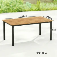Outsunny Garden Dining Table for 6-8 Person, 180 x 86 cm Rectangular Outdoor Dining Table with Wood Slatted Top, Teak(m-3)