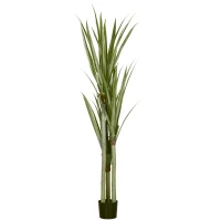 HOMCOM Yucca artificiel grand 190 cm plante artificielle en plastique en pot, 17 x 17 x 190 cm Vert émeraude(m-7)