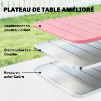 Outsunny Table de Salle à Manger Extérieure 120 x 70 cm pour 4 Personnes, Table de Jardin Rectangulaire avec Plateau à Lattes et Bords Arrondis, Rouge(m-5)