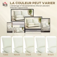 HOMCOM Canapea 2 locuri modulară, canapea de living modernă 146 cm fără brațe cu șezut larg, perne groase, crem(m-4)