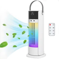 HOMCOM Schreibtischventilator mit Nebel, RGB-Licht, 3 Geschwindigkeiten, 90°-Schwenkung, 10-Stunden-Timer, Fernbedienung, Weiß(m-6)