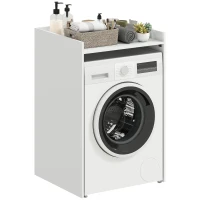 HOMCOM Armoire de salle de bain niche avec étagère ouverte, meuble de salle de bain pour petits espaces, 64 x 60 x 97,5 cm, Blanc(m-6)