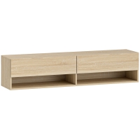 HOMCOM Mobile Sospeso per TV con 2 Cassetti Ribaltabili e 2 Ripiani Aperti, 140x32x31 cm, Legno naturale