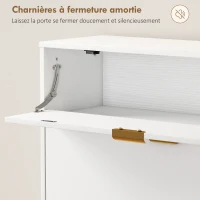 HOMCOM Schuhschrank 12 Paar, Schuhschrank, 2 kippbare Schubladen, 4 Fächer, 99,4x23,8x106,6cm, weiß(m-4)