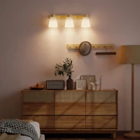 HOMCOM Lampadario da Soffitto con 3 Punti Luce Regolabili a 90° e Attacchi E27, Colore Legno(m-7)