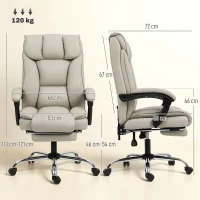 HOMCOM Sedia da Scrivania con Poggiapiedi, Schienale Reclinabile e Imbottitura Spessa, 66x72x121 cm, verde kaki(m-3)