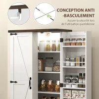 HOMCOM Buffet da Cucina, Mobile da Cucina per Riporre, con 12 Ripiani sulle Ante e Luce LED Magnetica, 60x40x120 cm, Bianco(m-3)