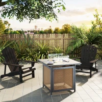 Outsunny Fauteuil Adirondack résistant aux intempéries en bois Chaise de jardin extérieure avec dossier haut et accoudoirs(m-5)