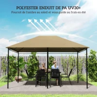 Outsunny Toile de remplacement pour pavillon tonnelle tissu polyester haute densité 180 g/m² anti-UV 3 x 4 m(m-4)