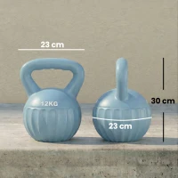 SPORTNOW Kettlebell 12 kg, Hantel mit rutschfestem Griff, Kugelhantel, Krafttraining, Fitness, blau(m-3)
