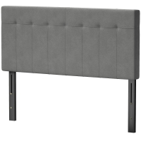 HOMCOM Tête de lit réglable en 3 positions avec pieds en métal aspect velours pour chambre 140x10x106/116/126 cm Gris