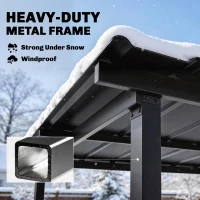 Outsunny Pawilon grillowy 2,71 x 1,82 m z pochyłym dachem, bocznymi półkami, ochroną UV 50+, czarny(m-5)