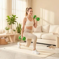 SPORTNOW Set 2 Gantere 3 kg Hexagonale și Antiderapante pentru Acasă și Sală, din Metal și Plastic, 18x8x8 cm, Verde(m-7)