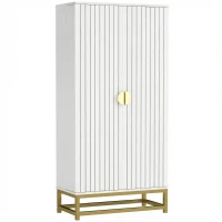 HOMCOM Küchenschrank Aufbewahrung mit 12 Türfächern, verstellbare Regalböden, 58x29x119,5cm, Weiß(m-7)