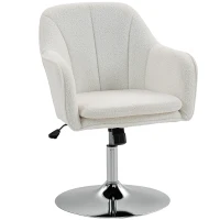 HOMCOM Poltrona girevole regolabile con funzione basculante e cuscino imbottito, Bianco(m-1)