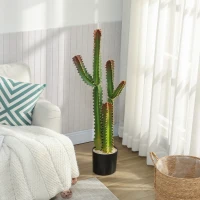 HOMCOM Plantă artificială de interior 111 cm, cactus artificial în ghiveci, pentru casă, birou, living, dormitor, verde(m-5)