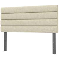 HOMCOM Tête de lit 140 cm tapissée aspect lin Hauteur réglable 3 niveaux 106/116/126 cm Montage mural Beige