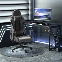 Vinsetto Poltrona da Ufficio Ergonomica, Sedia Gaming Girevole, in Pelle PU e Schiuma, 67,5x74x126-136 cm, Nero(m-2)