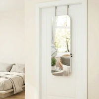 HOMCOM Miroir-joaillier avec lumière LED monté au mur ou sur la porte avec serrure Miroir plein pied 2 tiroirs Blanc(m-5)