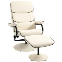 HOMCOM Poltrona relax girevole 360° con poggiapiedi e seduta imbottita, Crema(m-1)